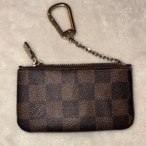 Louis Vuitton Checkered Brown Key Pouch with Chain
